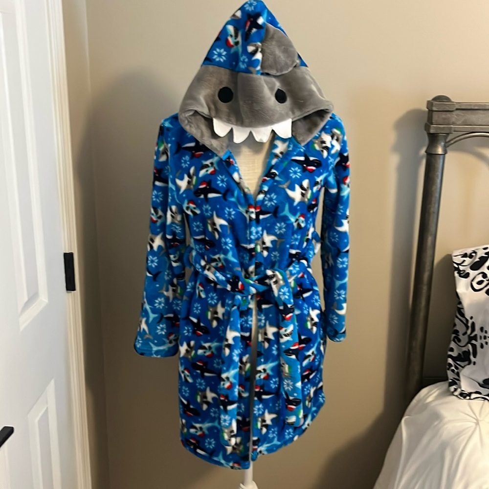 big boys fleece hooded Santa hat shark robe